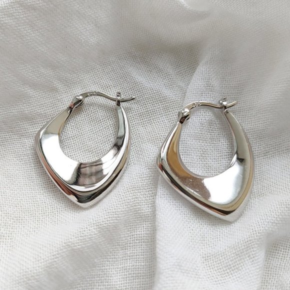 Jewelry - #NEW 925 Sterling Silver Geometric Hoop Earrings